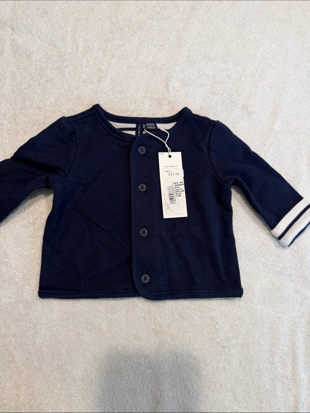 Janie and Jack Navy Button-Front Baby Cardigan